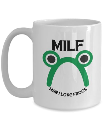 Frog Mug MILF Man I Love Frogs Coffee Mug Gift for Frog Lover Funny Frog Mug - 15oz - White