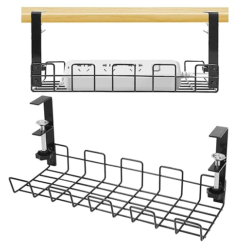 Porta Cavi Scrivania, rack per cavi sotto la scrivania per la gestione dei cavi, Cable Management Scrivania,Vassoio per la gestione dei cavi senza trapano a scrivania per ufficio e casa scrivania