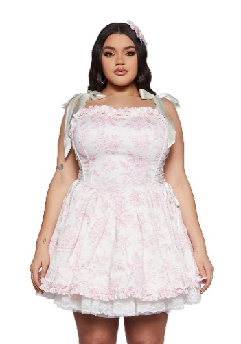 Plus Takes The Cake Mini Dress - Pink Floral | PINK / 1X