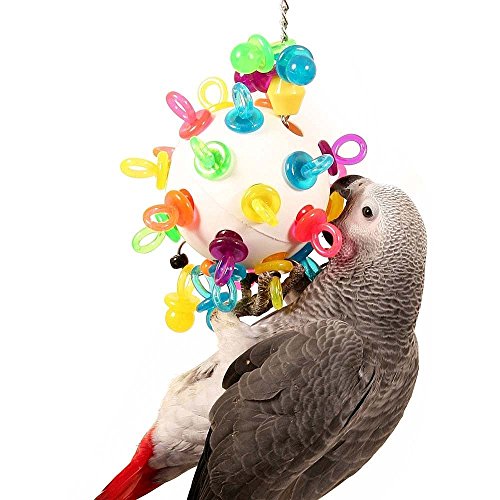 Parrot Essentials Binky Ball Parrot Toy - Colourful & Fun Toy for Birds And Parrots (Large) For African Grey, Cockatoo, Macaw, Amazon & Other Large Birds, Parrot Toys African Grey, Cockatiel Toys