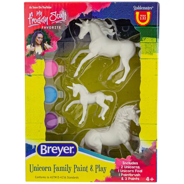 Breyer Horses Stablemates Unicorn Family Paint Set | 3 Unicorn Set | 1:32 Scale | Horse Toy | Model 4262 , Yellow - Unicorn Family 3 Piece Set