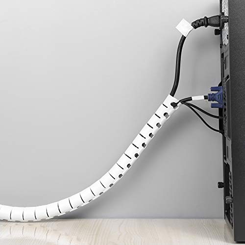 COOYA Cable Management Sleeve Cord Organizer Concealer for TV/Computer/Office, 60 Inch Tools & Home Improvement Cable Sleeve Wrap Cover Cord Hider Management Wire Protector for Tidy Desk - 0.98Inch(D) x 60Inch(L) - White