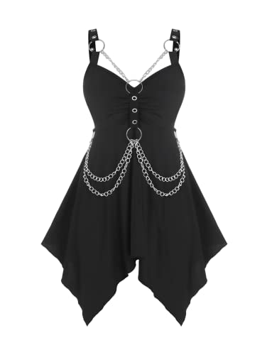 ROSE GAL Womens Tunic Tops 2022 Fall Casual Long Sleeve T-Shirt Goth Shirt V Neck Loose Blouses Swing Tunic - Black_1 - 3X-Large Plus