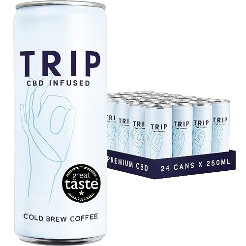 TRIP CBD Infused Cold Brew Coffee (Pack of 24 x 250 ml) | A deliciously rich, Guatemalan specialty grade coffee, infused with 15 mg CBD | Vegan, Gluten- and Dairy-free, no added sugar