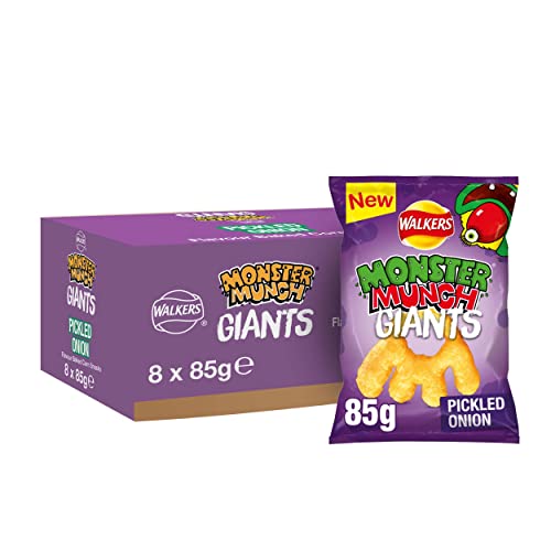 Walkers Monster Munch Giants Pickled Onion 85g (Case of 8) - Pickled Onion - 1 count (Pack of 8)
