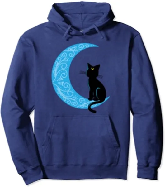 Black Cat Crescent Moon Sailor Mom Hoodie
