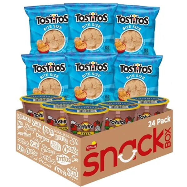 Tostitos Bite Size Rounds & Salsa Dip Cups Variety Pack, Single Serve Portions (24 Pack)