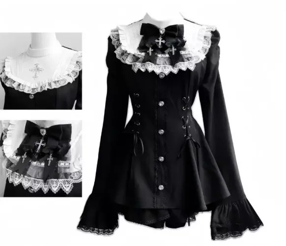 Lace Design Horn Cuff Water Scarf Waist Dress Set