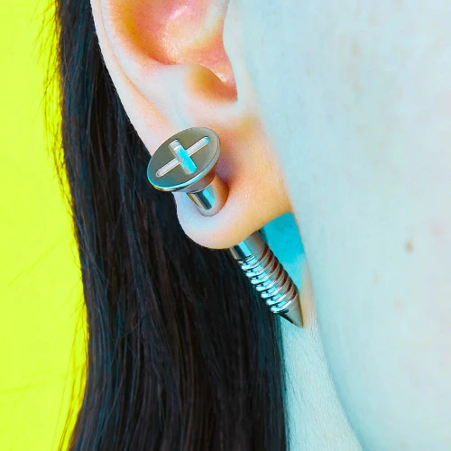 Screw Earring - Short - Silver / Single