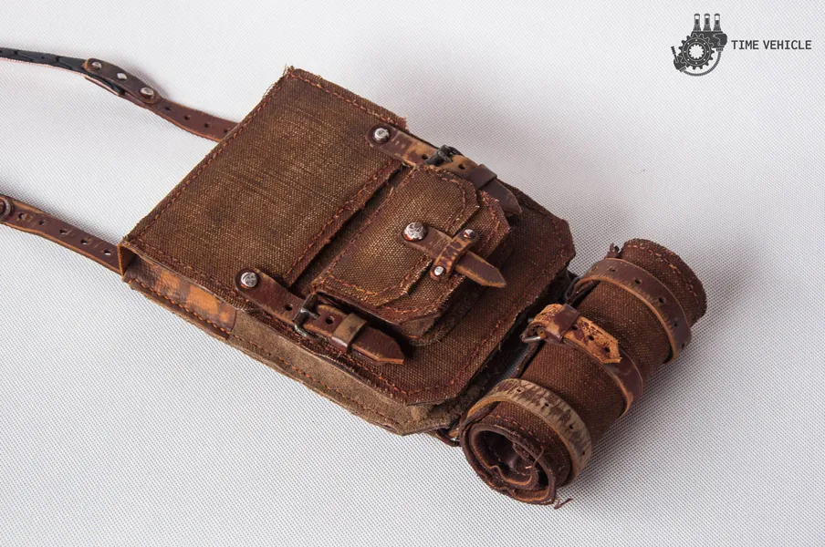 Leather Bag with Tool Roll - Mad Max Bag - Post Apocalyptic Bag - Handsewn Canvas Bag - LARP - Military Wasteland Bag - Fallout Bag