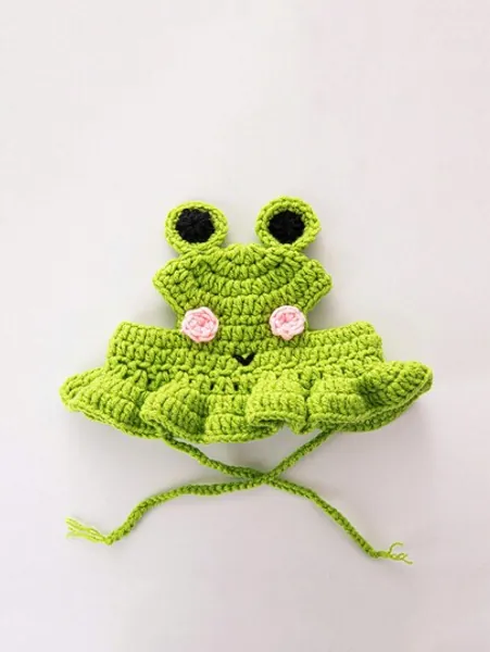 Stickad Groda Stil Husdjur Hatt Med Utsatt Öron