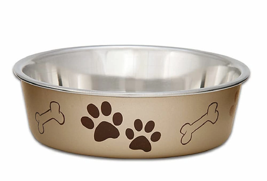 Loving Pets Metallic Bella Bowl, Dog Bow - Medium Champagne