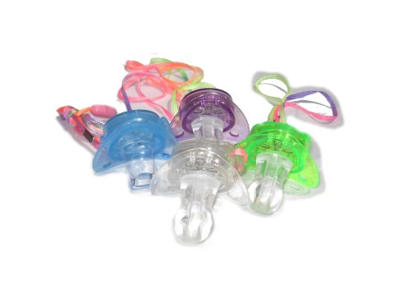 Flashing Panda Set of 4 LED Flashing Pacifier Binkie Raver Pendant Necklace