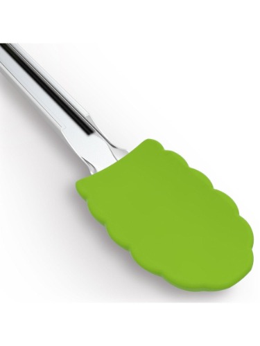 EZ-Grip Silicone &  Stainless Steel Ergonomic Kitchen Tongs by Cooler Kitchen - 9" / Green
