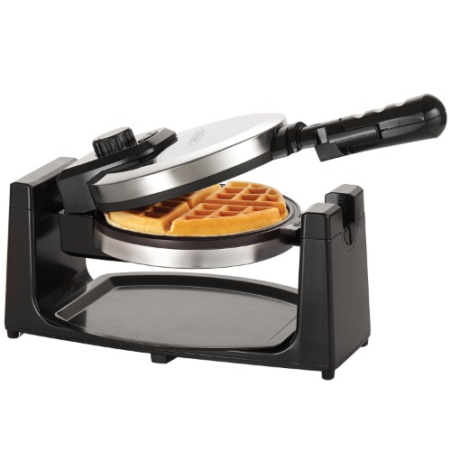 BELLA Classic Rotating Non-Stick Belgian Waffle Maker, Perfect 1" Thick Waffles, PFOA Free Non Stick Coating & Removeable Drip Tray for Easy Clean Up, Browning Control, Stainless Steel