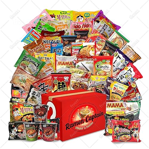 Assorted Ramen Variety Bundle. Instant Noodle Box includes Free Fortune Cookie & Free Chopsticks. Noodle mix of Nong Shim, Nissin, Samyang, Mama, Acecook, Kung-Fu, Ottogi with Extra Mix Brands. - Premium Flavors