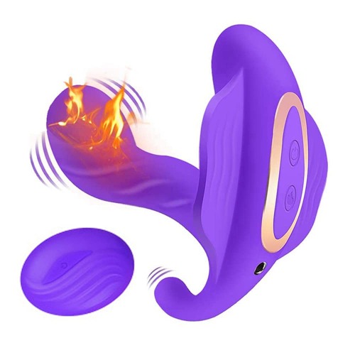 Vibrating Panties Wireless Remote Control Vibrator Clitorial G spot Butterfly Stimulator Smart Heating 10 Kinds Vibration Soft Flirting Dildo Vibrator Sex Toys for Women Couples(Purple) - Purple