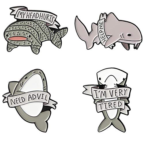 Cute Cartoon Brooch Pins Enamel Brooches Lapel Pins Badge Women Clothing Bag Decor - Shark