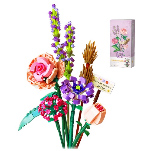 Flower Bouquet Building Sets, Artificial Flowers Building Block Toys, Botanical Collection for Home Decoration Party Birthday Gifts Compatible with Lego - Romantic Flowers