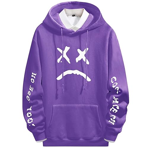 JJdocvanatic Hoodie Herren Pullover für Männer Hip Hop Fleece Sweatshirt Modische Langarm Kapuzenpullover Streetwear Frühling Herbst Winter - 3XL - Lila