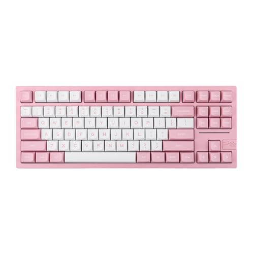 EPOMAKER x Feker Galaxy80 Gaming MechanischeTastatur Gasket, aus Aluminiumlegierung, Bluetooth/Wireless/USB-C, mit Hot-Swap, NKRO, fur Win/Mac/Gamer (Pink, Marble White Switch) - Marble White Switch - Pink