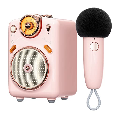 divoom Fairy-OK Tragbares Karaoke-Mikrofon für Erwachsene/Kinder, Bluetooth-Lautsprecher mit KTV-Handmikrofon, Dynamische Mikrofone für Heimparty-Karaoke-Geräte für iOS/Android - pink