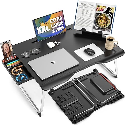 Cooper Mega Table Plus [Premium XXL Extra Large] Laptop Lap Desk & Book Stand | Multifunctional Foldable Lap Desk, Laptop Desk for Bed, Portable Desk, Laptop Pad, Lapdesk Laptop Lap Tray (Black Onyx) - 26x19in Mega Table Plus - Black Onyx