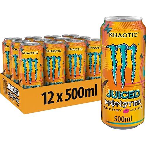 Monster Energy Juiced Khaotic - Caffeine Energy Drink with Tropical Citrus Flavour - in Practical Disposable Cans (12 x 500 ml)