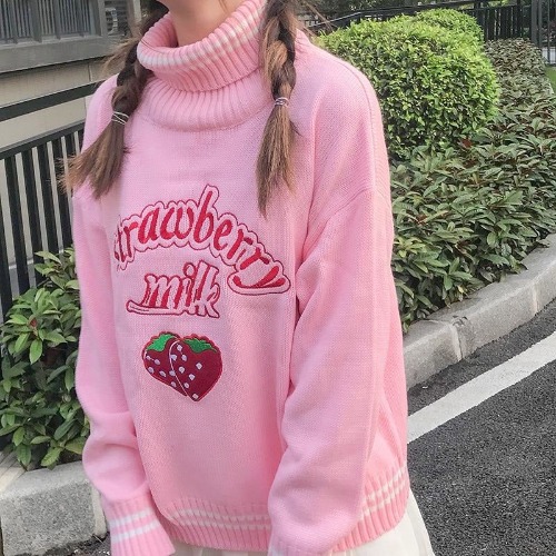 Strawberry Milk Knit Sweater - Pink