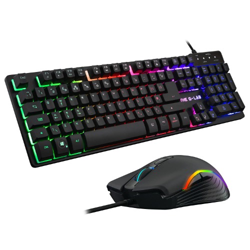 G-LAB Combo KRYPTON - Wired Gaming Keyboard and Mouse Pack Multicolor LED Backlight - Gaming Keyboard USB Anti-Ghosting + 6-Button Gaming Mouse 3200 DPI - Gaming Pack for PC PS4 PS5 Xbox One (Black)