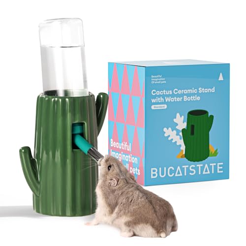BUCATSTATE Cactus Ceramic Leakproof Hamster Water Bottle 