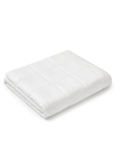 YnM Weighted Blanket — Heavy 100% Oeko-Tex Certified Cotton Material with Premium Glass Beads (White, 60"x80" 17lbs), Suit for One Person(~160lb) Use on Queen/King Bed