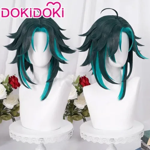【Ready For Ship】DokiDoki Game Genshin Impact Cosplay Xiao Wig Hair Short Green Wig | Normal Version