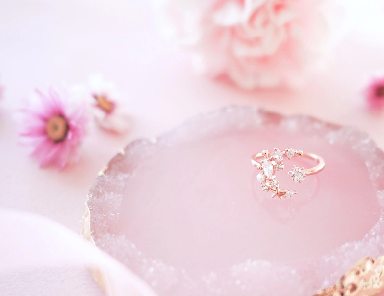 Ring Moon Rose Gold fantasy star adjustable vintage zirconium summer 2023
