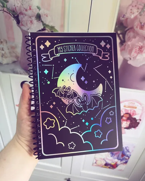 Reusable Sticker Book,Stickercollect, holo cover Sticker album gift, vynil stick 40 sheets, A5 size