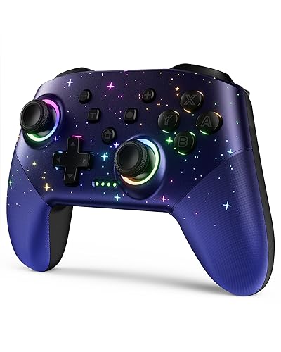 VOYEE Switch Controller, Wireless Pro Controller for Switch/Lite/OLED, Multi-Platform Windows PC/IOS/Android Controller with Cool RGB Light/Programmabele/Motion/Vibration/Turbo/Wakeup