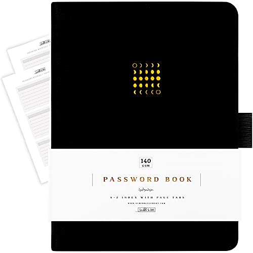 Password Book by Scribble & Dot with A-Z Tabs | Tissue Wrapped in a Gift Box | Perfect Password Organiser for Websites & Usernames | Pocket Size with 120gsm Thick Paper | Sticker Labels Included