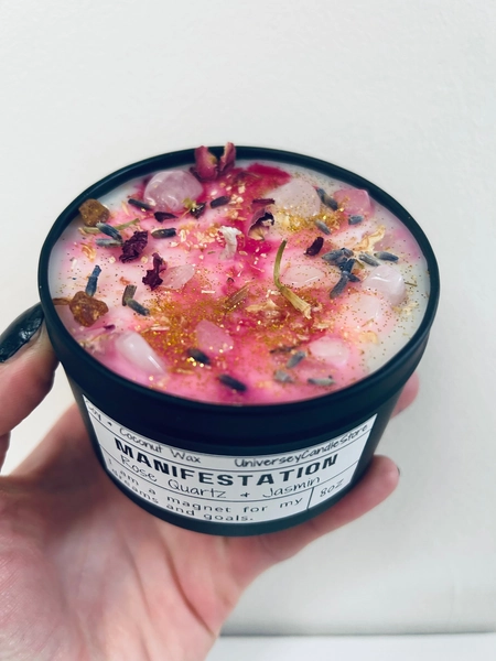 11:11 MANIFESTATION |Soy candle handmade wish gift rose Quartz stars manifestation desire law of attraction moon magic