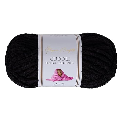 Utopia Crafts Cuddle Super Chunky Chenille Soft Yarn for Knitting and Crochet, 100g - 60m (Black) - Black