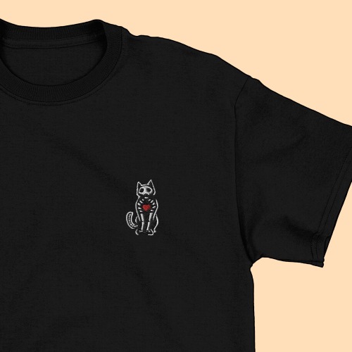 Black Cat Skeleton T-Shirt | L