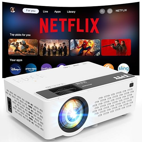 【Netflix-Officially-Licensed】TMY Mini Projector with WiFi and bluetooth, 1080P Full HD Portable Projector, Movie Projector Compatible with TV Stick Smartphone/HDMI/USB, indoor & outdoor use - with Apps