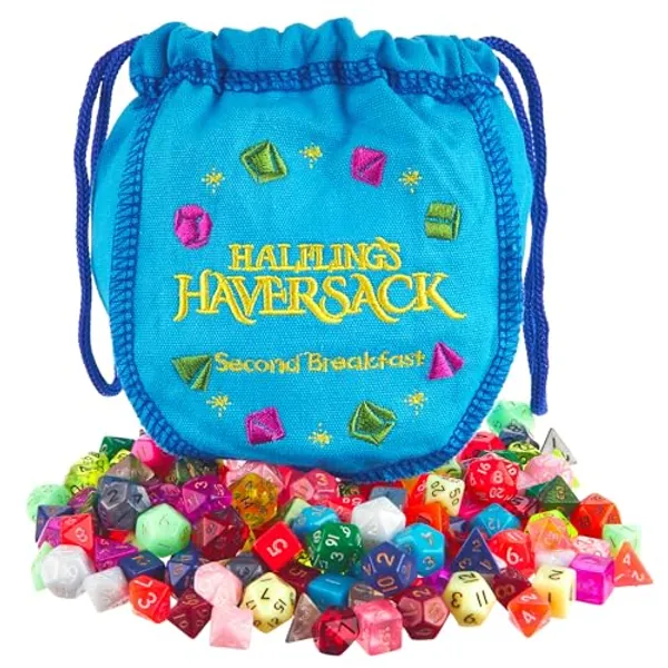 Wiz Dice Halfling's Haversack: Second Breakfast 10mm Miniature Polyhedral Dice (140-pack) 20 Sets of 7 Mini D&D Dice