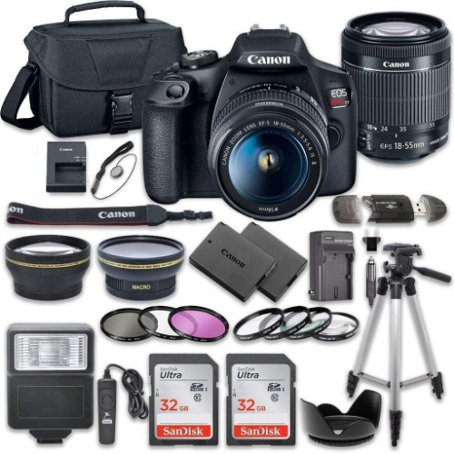 Canon EOS Rebel T7 DSLR Camera Bundle with Canon EF-S 18-55mm f/3.5-5.6 is II Lens + 2pc SanDisk 32GB Memory Cards + Accessory Kit (Renewed) - 