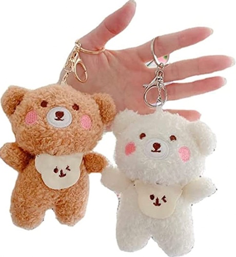 Amazon.com: Gardsell 2PCS Cute Plush Bears Keychain, Kawaii Fluffy Stuffed Animals Keyring Pendant, Furry Purse Backpack Handbag Charms (brown+white) : Clothing, Shoes & Jewelry