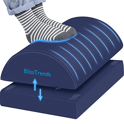 BlissTrends Foot Rest for Under Desk at Work-Versatile Foot Stool with Washable Cover-Comfortable Footrest with 2 Adjustable Heights for Car,Home and Office to Relieve Back,Lumbar,Knee Pain-Blue - Blue - Standard-17 Inch