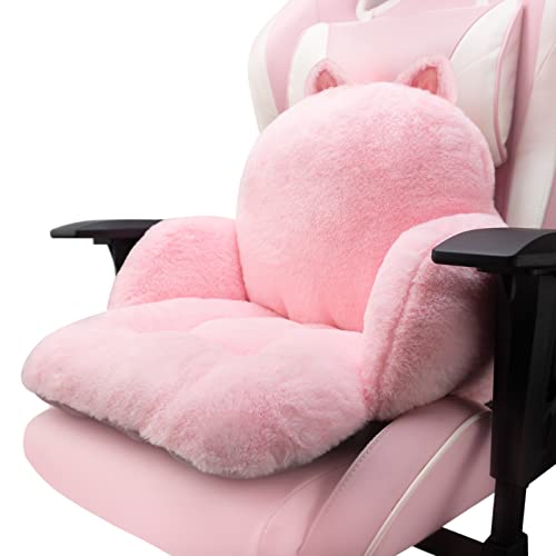 QYA Computer Chair Cushion Pink, Cute Seat Cushion with Backrest Non-Slip, Kawaii Chair Pillow for Gamer Chair, Comfy Chair Cushion for Bedroom (32"x 18", Pink Kitty) - Pink Kitty
