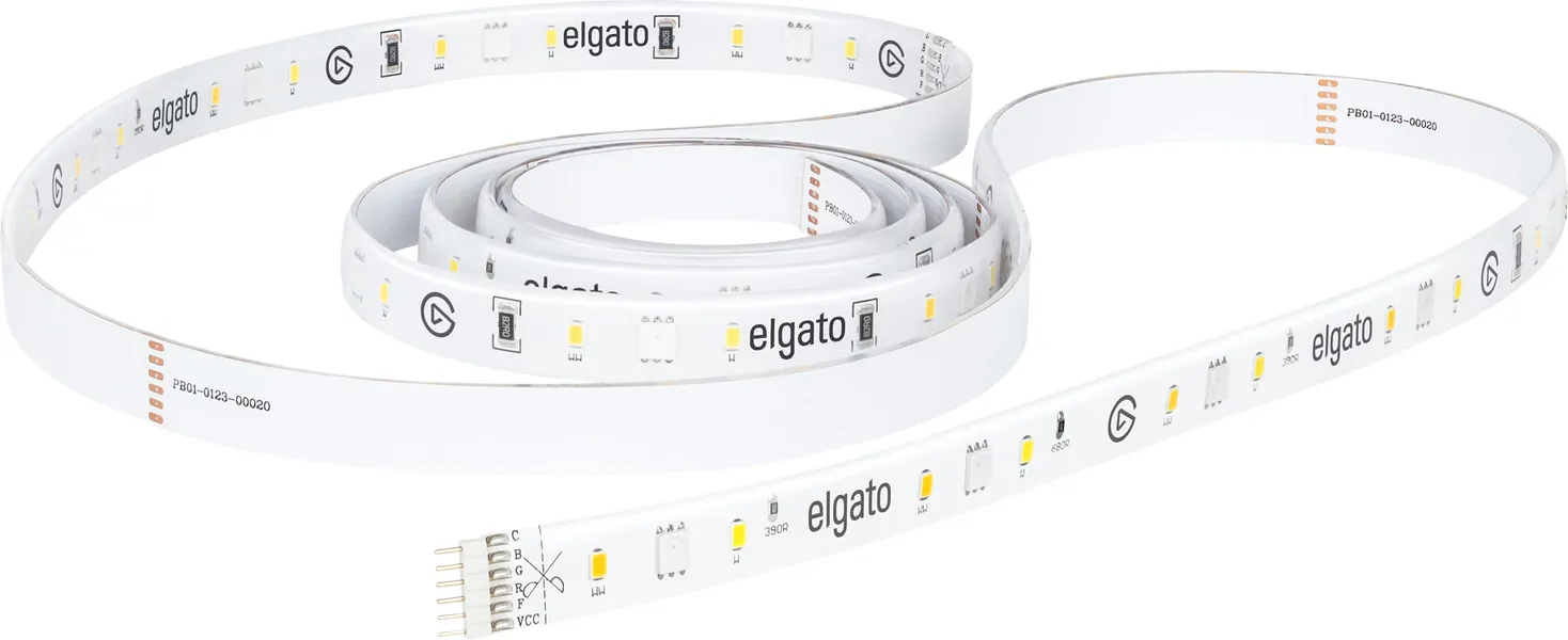 Elgato Light Strip Extension – Flicker-Free RGBWW LEDs, 2000 lumens, 16 Million Colors, Warm/Cold White, app Control, iOS, Android, PC, Mac, Stream Deck Integration, Requires Elgato Light Strip - Light Strip Extension (2m)