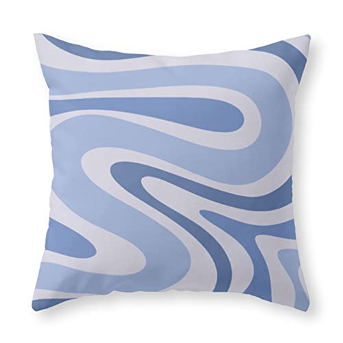 Pillow Cases, Retro Swirls Periwinkle Blue Abstract Printed Pillowcase Double Sided Pillow Cover Cushion Cover For Living Room Bedroom Home Decor 45X45Cm