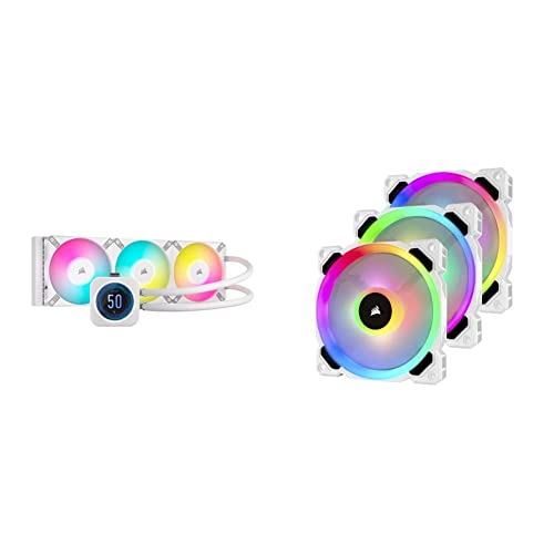 Corsair iCUE H150i Elite LCD XT Liquid CPU Cooler with LCD Screen + Corsair LL120 RGB LED Fans (Triple Pack)