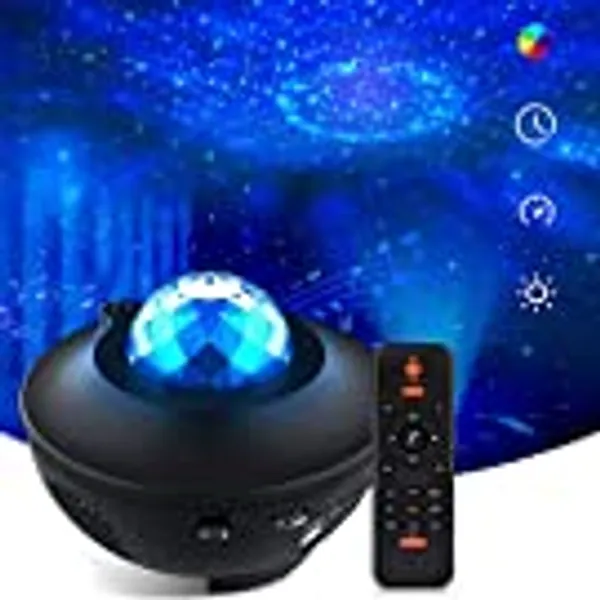 Galaxy Projector 3 in 1 Ocean Wave Star Projector Galaxy Light for Bedroom with Remote Bluetooth Music Speaker Galaxy Lamp Night Light Projector Valentine Day Decorations Space Projecteur Galaxie